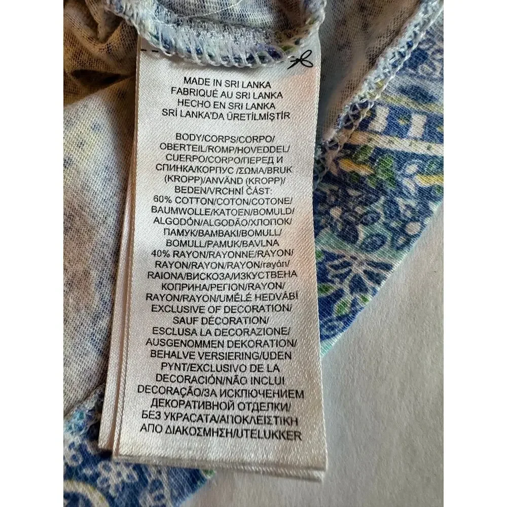 Lauren Ralph Lauren Pajamas Set Blue Yellow Paisley Short Sleeve Capri Pants - Picture 7 of 16